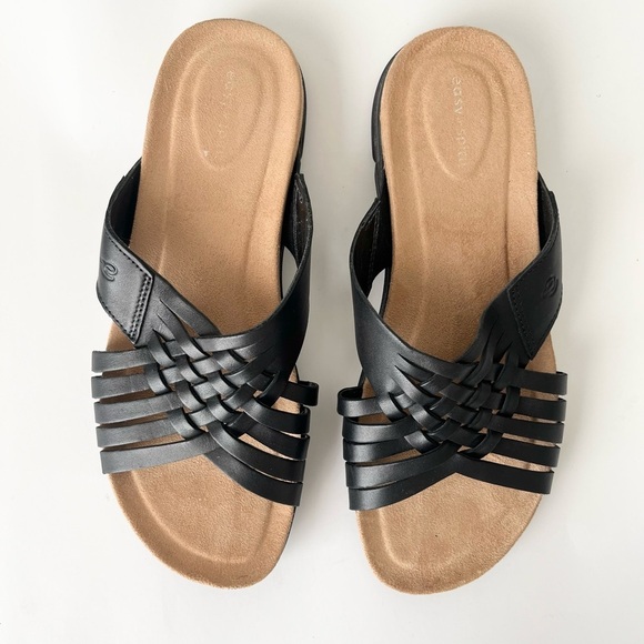 Easy Spirit Meadow open toe leather sandals black 8 NEW - Picture 2 of 11